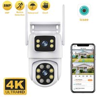 ICSee-Caméra de surveillance extérieure PTZ IP WiFi HD 4K 8MP, dispositif de sécurité sans fil, avec suivi automatique et lentille pour touristes 1